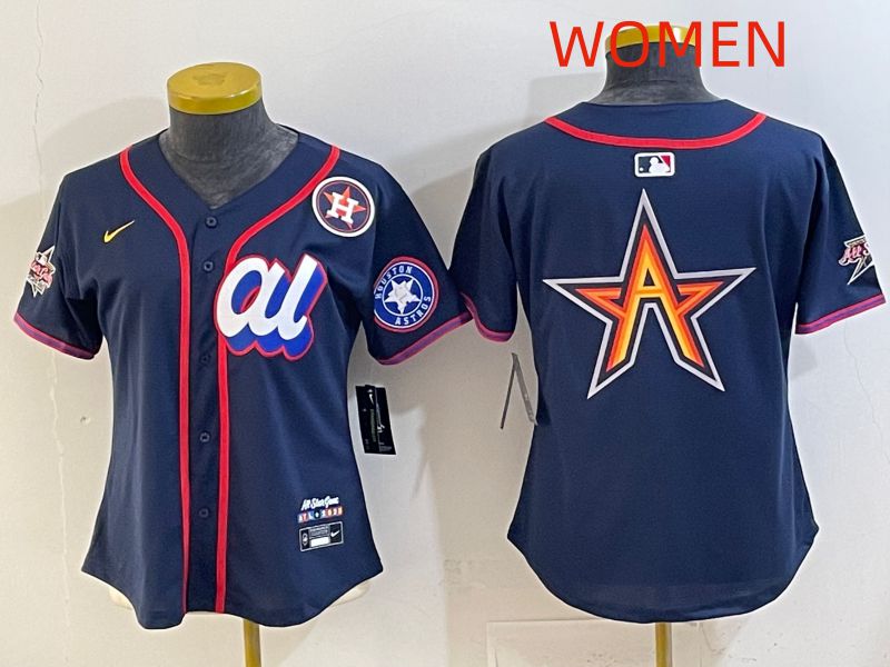 Women 2025 Houston Astros Blank Drak Blue All star Nike MLB Jersey style 04